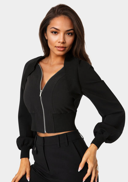 Bolero Illusion Slim Jacket Black - bebe