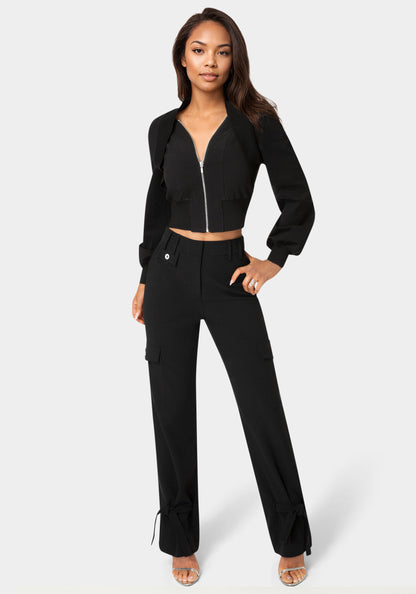 Bolero Illusion Slim Jacket Black - bebe