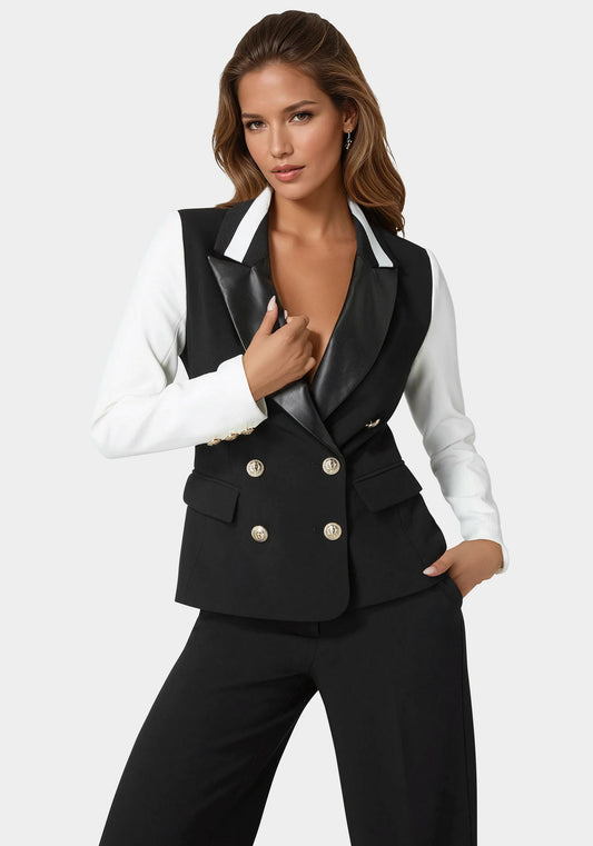 Tailored Two Tone Blazer Black/White Alyssum - bebe