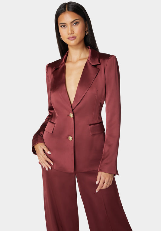 Tailored Satin Blazer Astro Dust - bebe