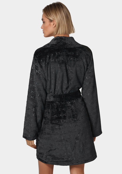 Debossed Plush Robe Black Beauty - bebe