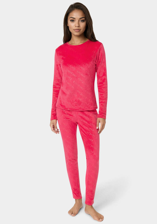 2pc Velour Bebe Louge Sleep Base Layer Set Crimson - bebe