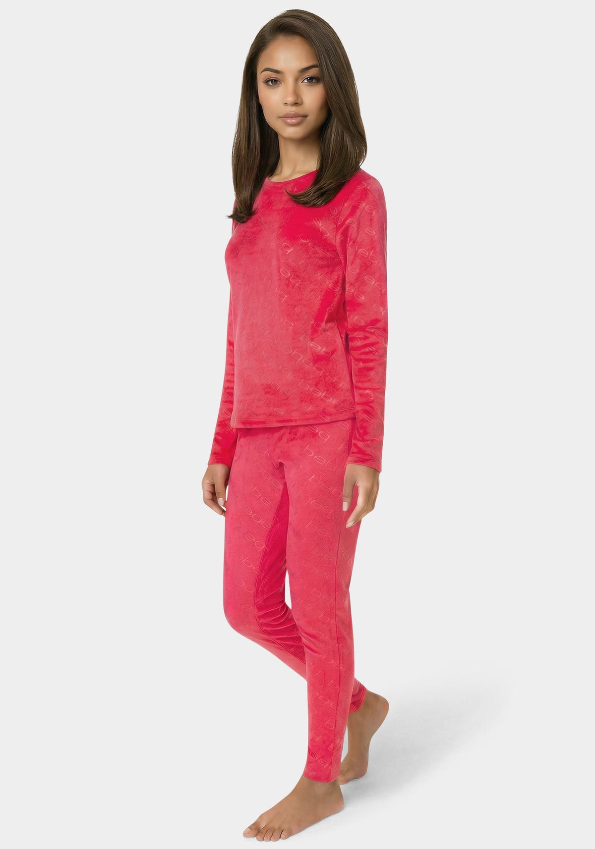 2pc Velour Bebe Louge Sleep Base Layer Set Crimson - bebe