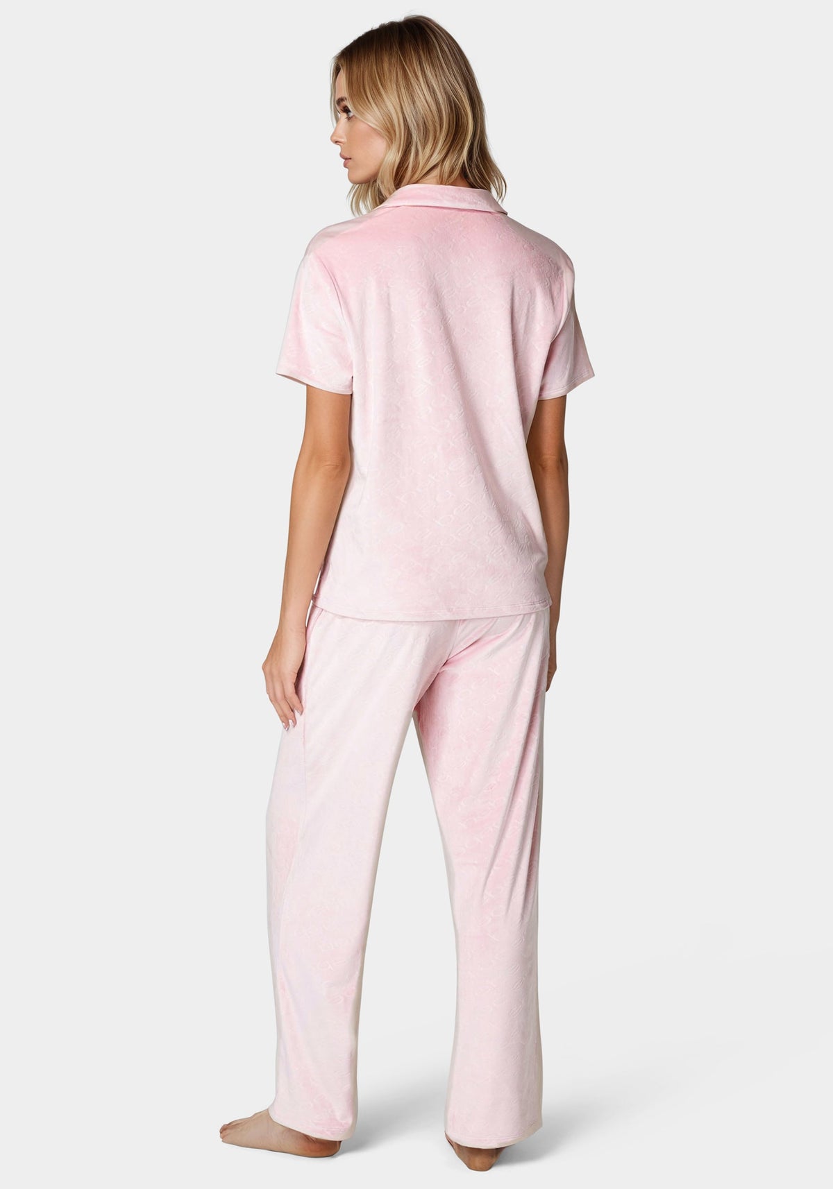 Short Sleeve Notch Collar Pant Set Rose Shadow - bebe