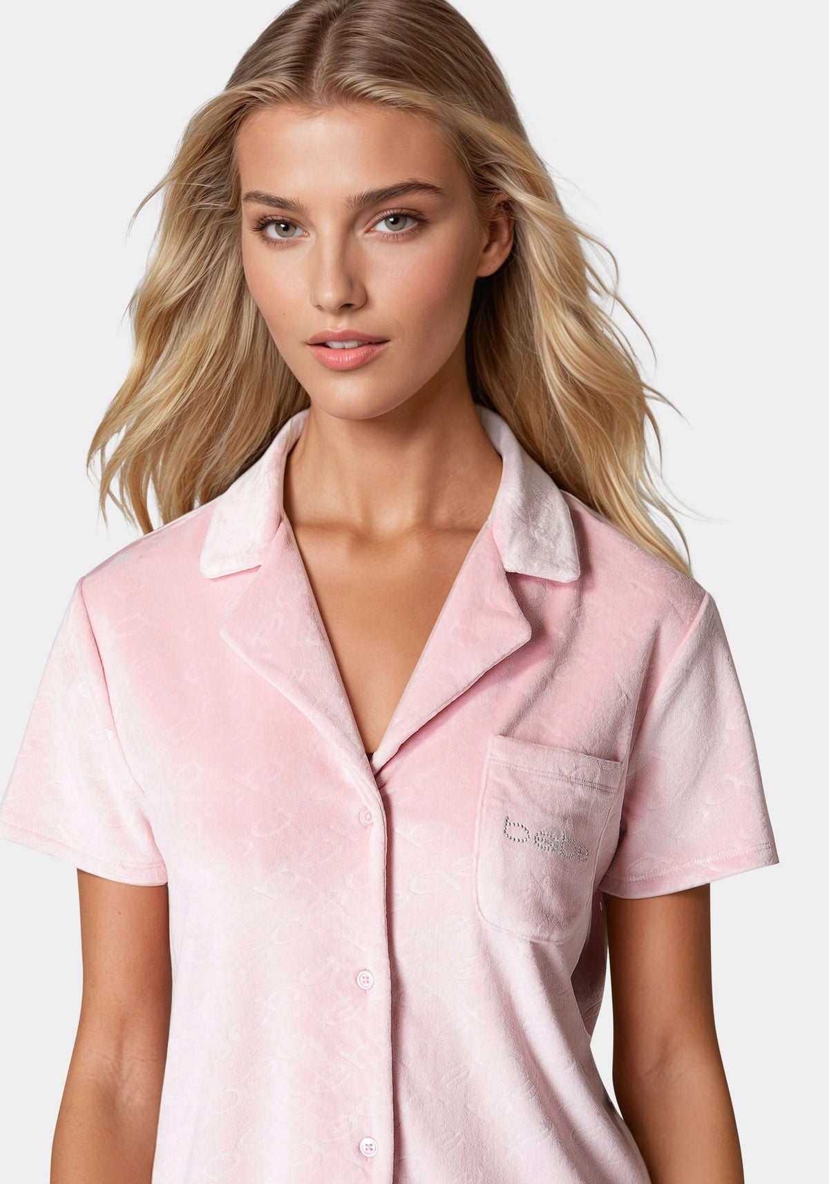 Short Sleeve Notch Collar Pant Set Rose Shadow - bebe