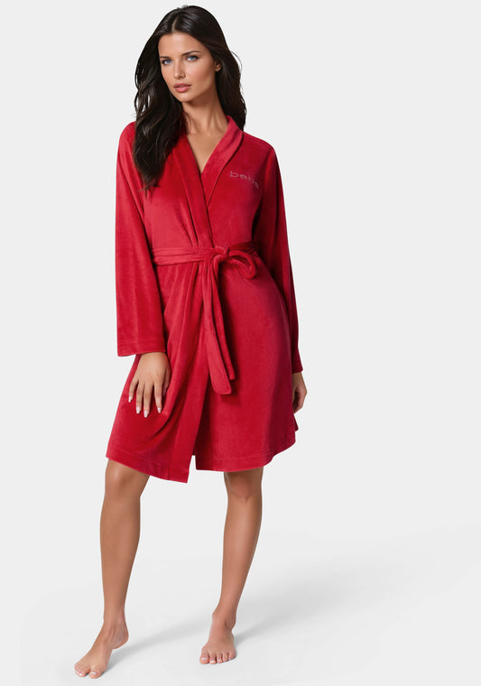 Velour with Rhinestones Robe Red - bebe
