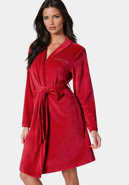 Velour with Rhinestones Robe Red - bebe
