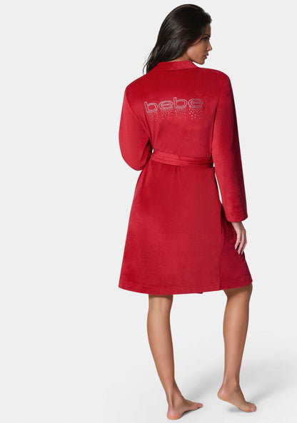 Velour with Rhinestones Robe Red - bebe