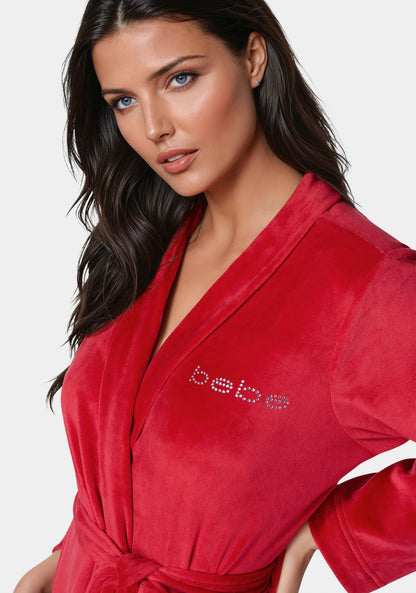 Velour with Rhinestones Robe Red - bebe