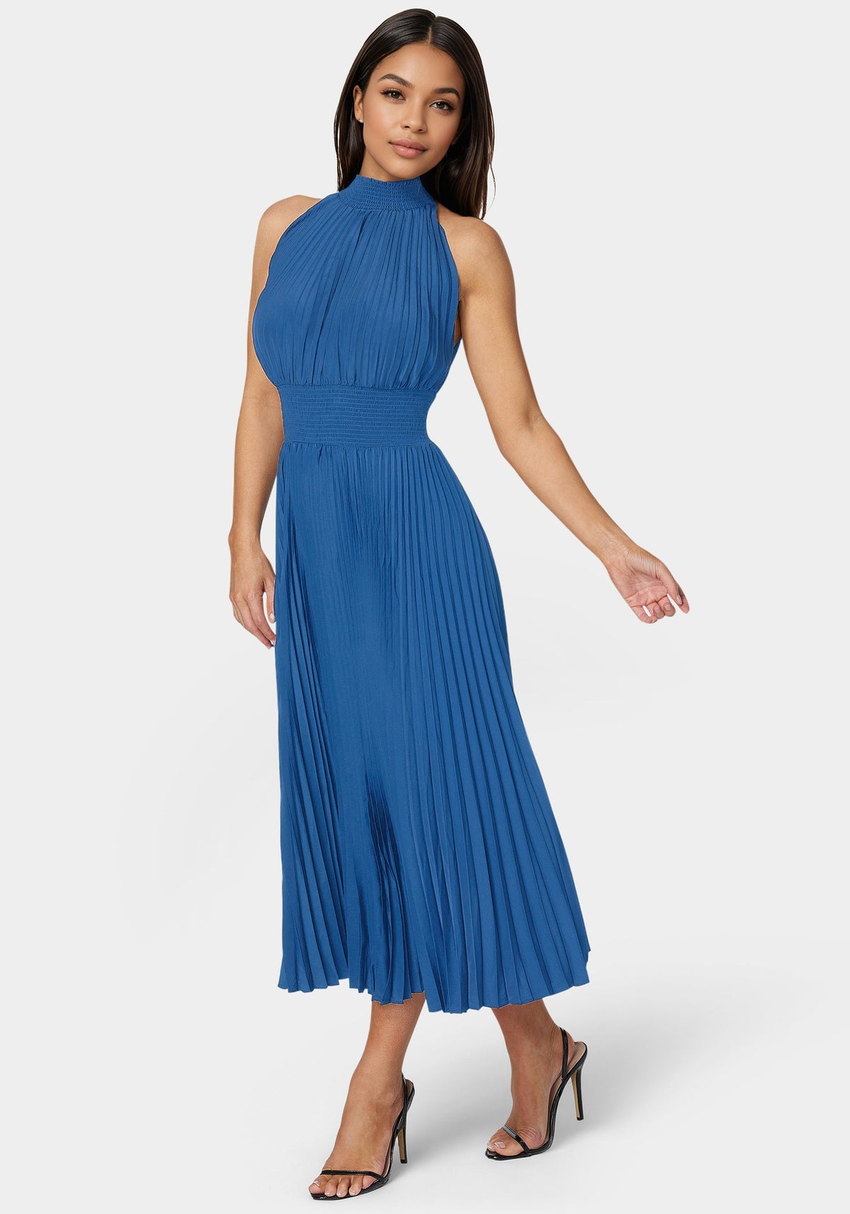 Sleeveless Pleated Dress Royal - bebe Royal - bebe