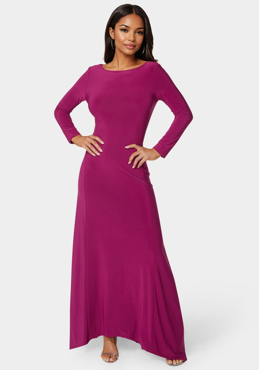 Sharkbite Cowl Back Ankle Dress Fucshia - bebe