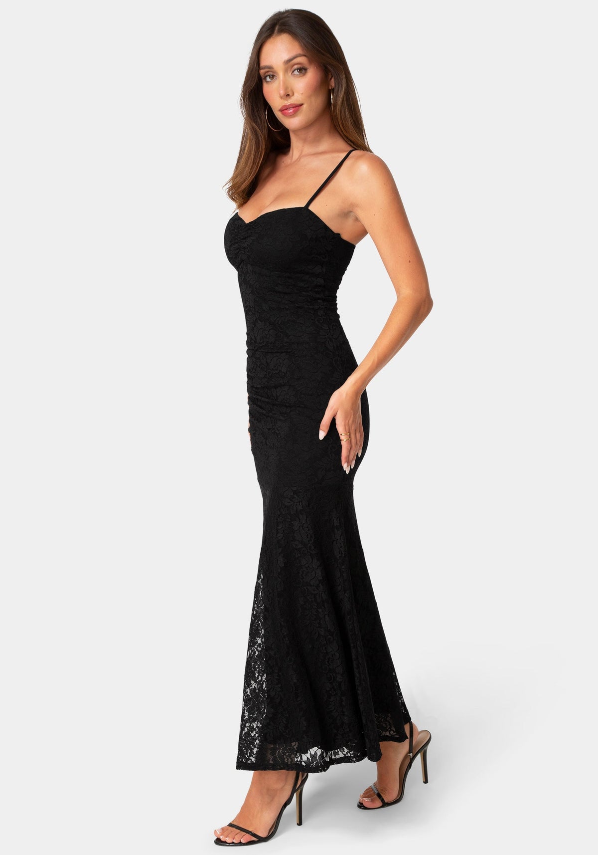 Lace Drop Waist Maxi Dress Black - bebe