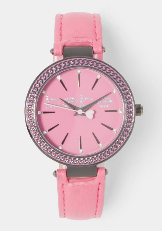 Hot Pink Strap Watch with Crystal Bezel Hot Pink - bebe