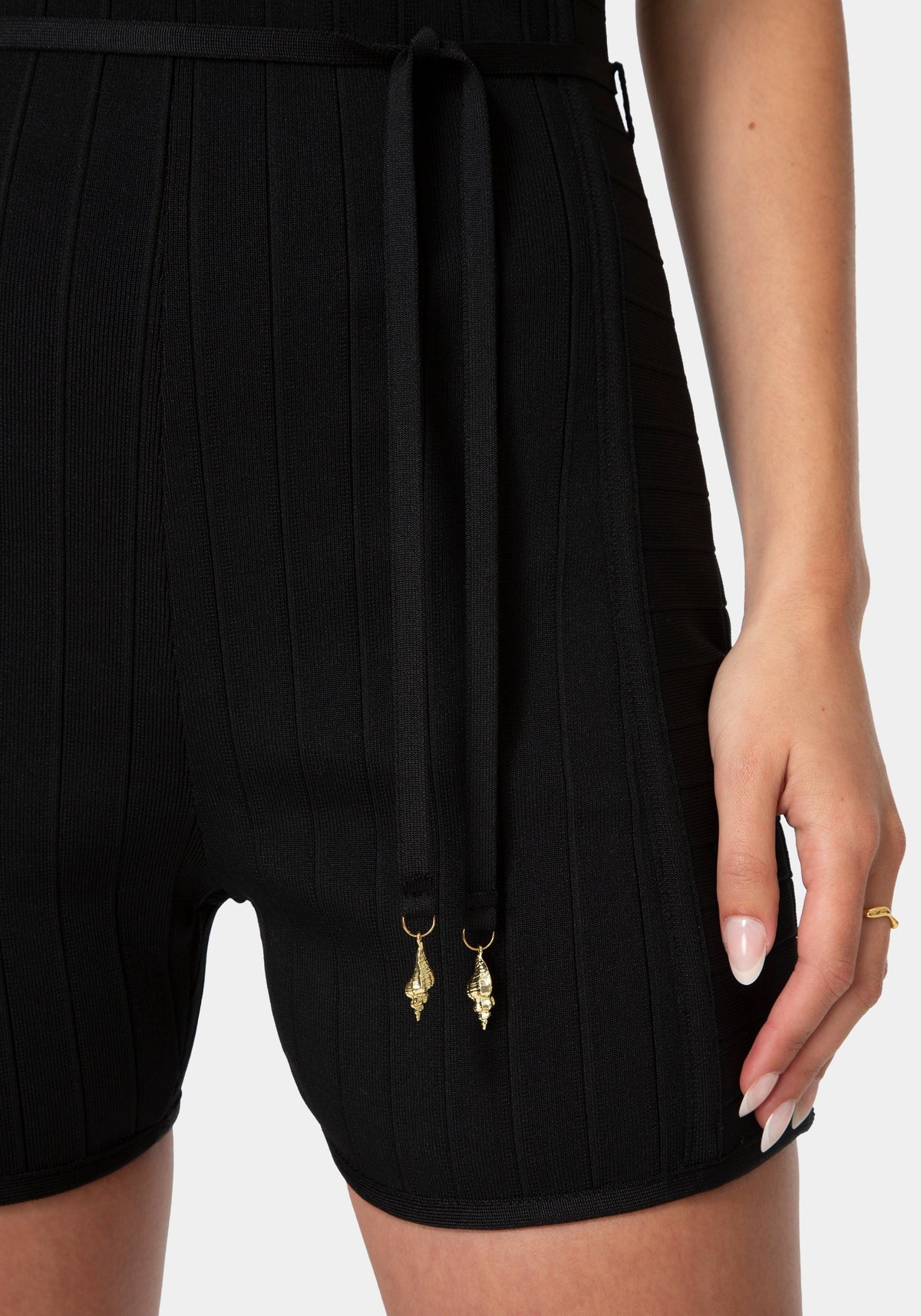 Bandage Knit Romper Black - bebe