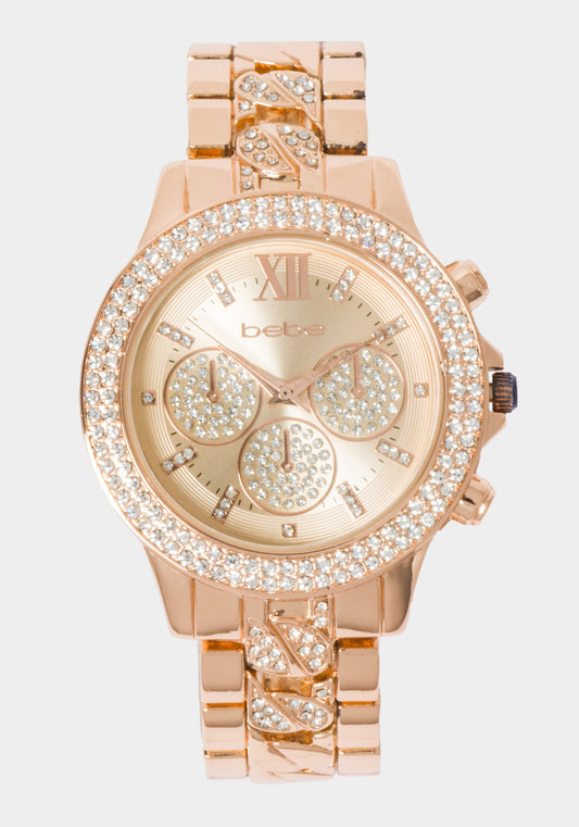 Rose Dial Crystal Bezel Watch 107551 Rose Gold - bebe Rose Gold - bebe