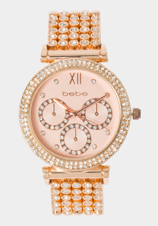 Rose Dial Crystal Bezel Watch 107542 Rose Gold - bebe Rose Gold - bebe