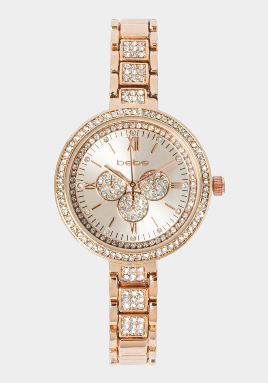 Rose Dial Crystal Bezel Watch 107522 Rose Gold - bebe Rose Gold - bebe