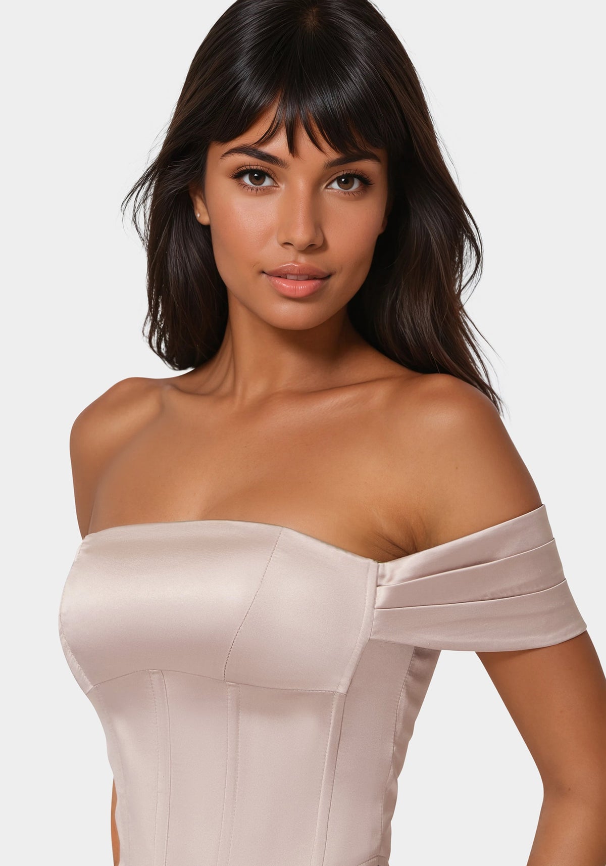 Off Shoulder Corset Crystal Blush - bebe