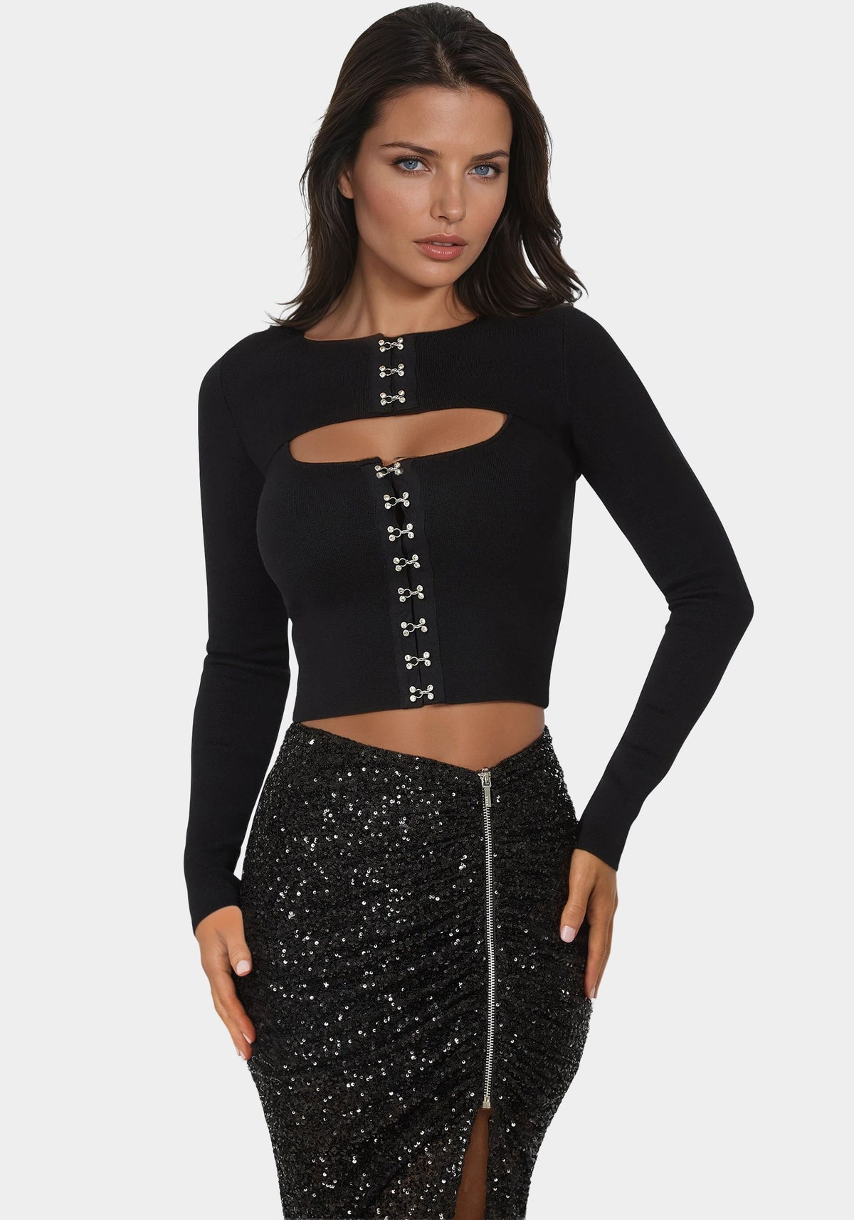 Two Pieces Sweater Top Black - bebe