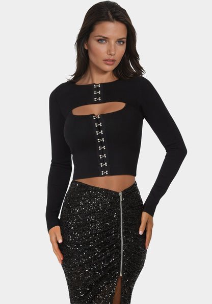 Two Pieces Sweater Top Black - bebe