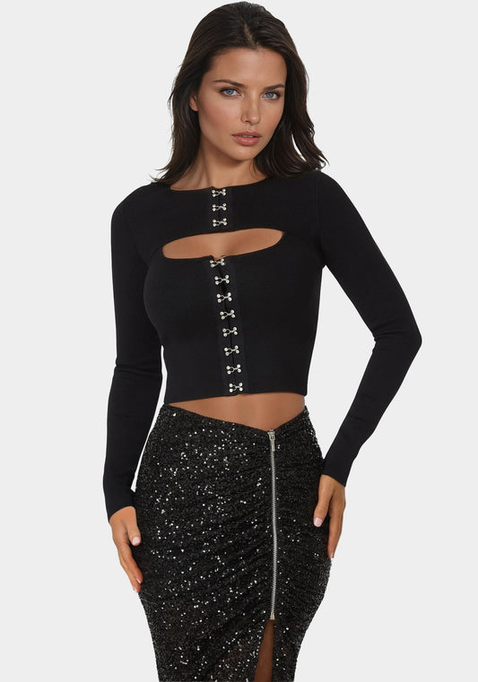 Two Pieces Sweater Top Black - bebe