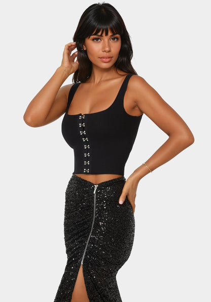 Two Pieces Sweater Top Black - bebe