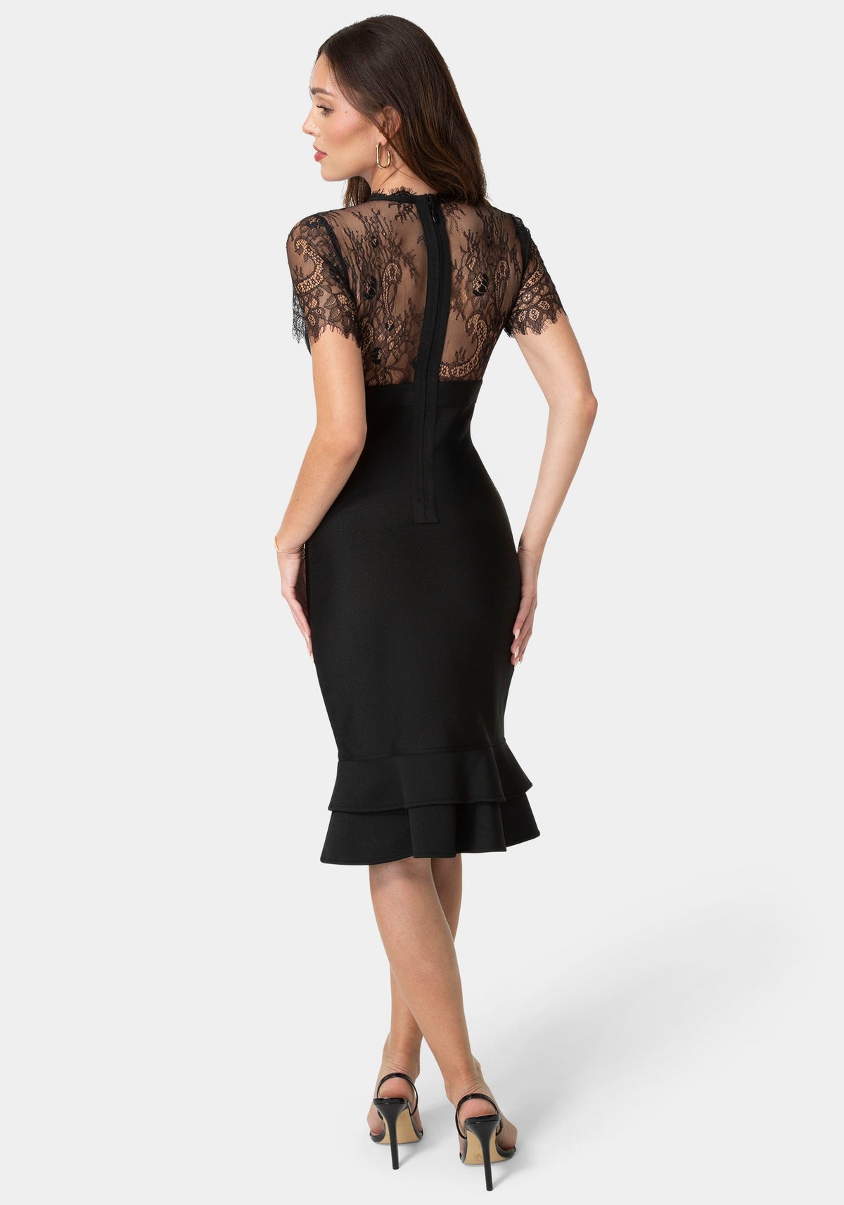 Bandage & Lace Dress Black - bebe