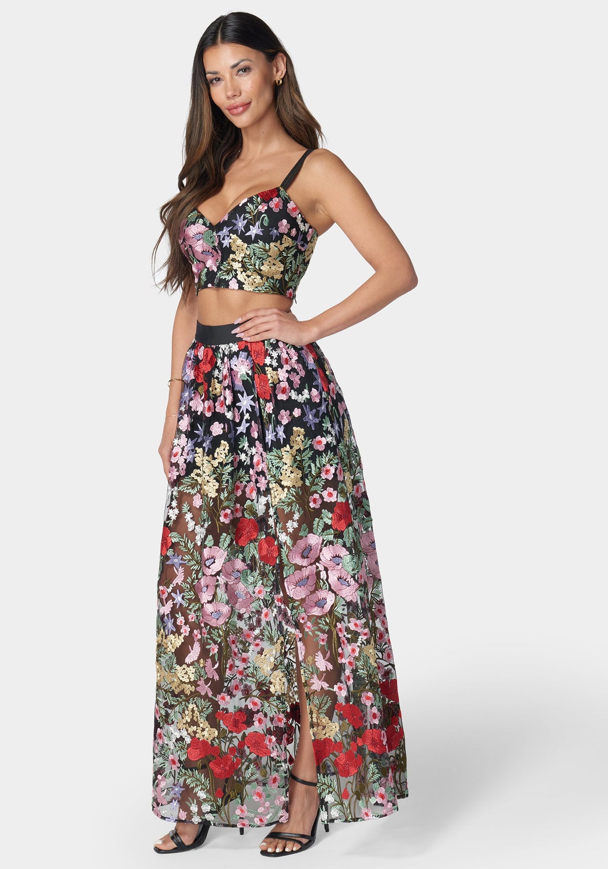 Embroidered Two Piece Set Black Multi - bebe
