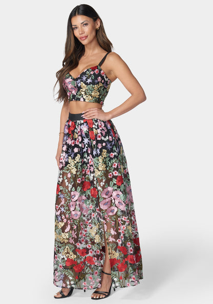 Embroidered Two Piece Set Black Multi - bebe