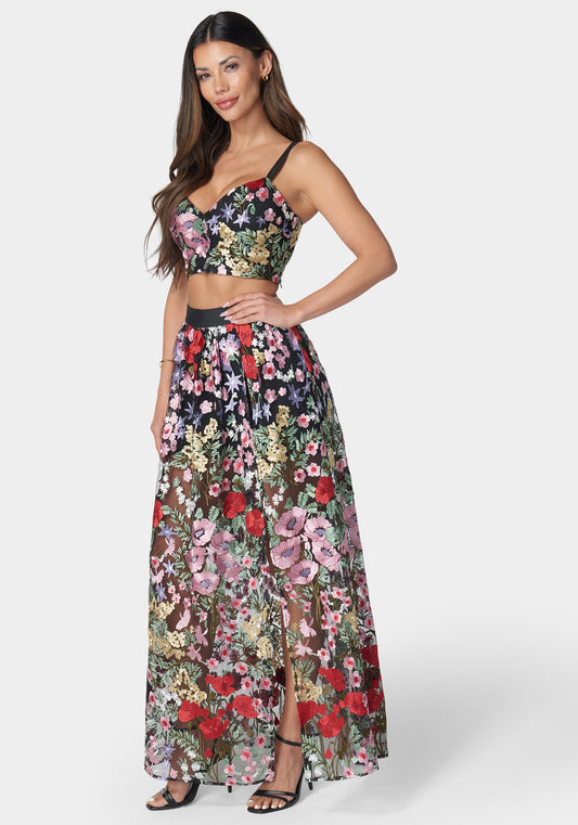 Embroidered Two Piece Set Black Multi - bebe
