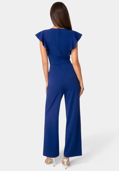 Flutter Sleeve Core Jumpsuit Cobalt - bebe