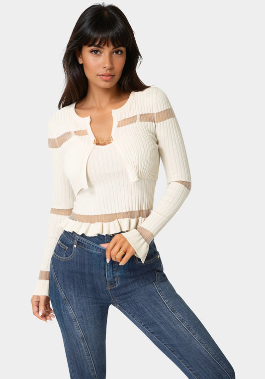 2 Piece Set Knit Top Beige Cloud - bebe