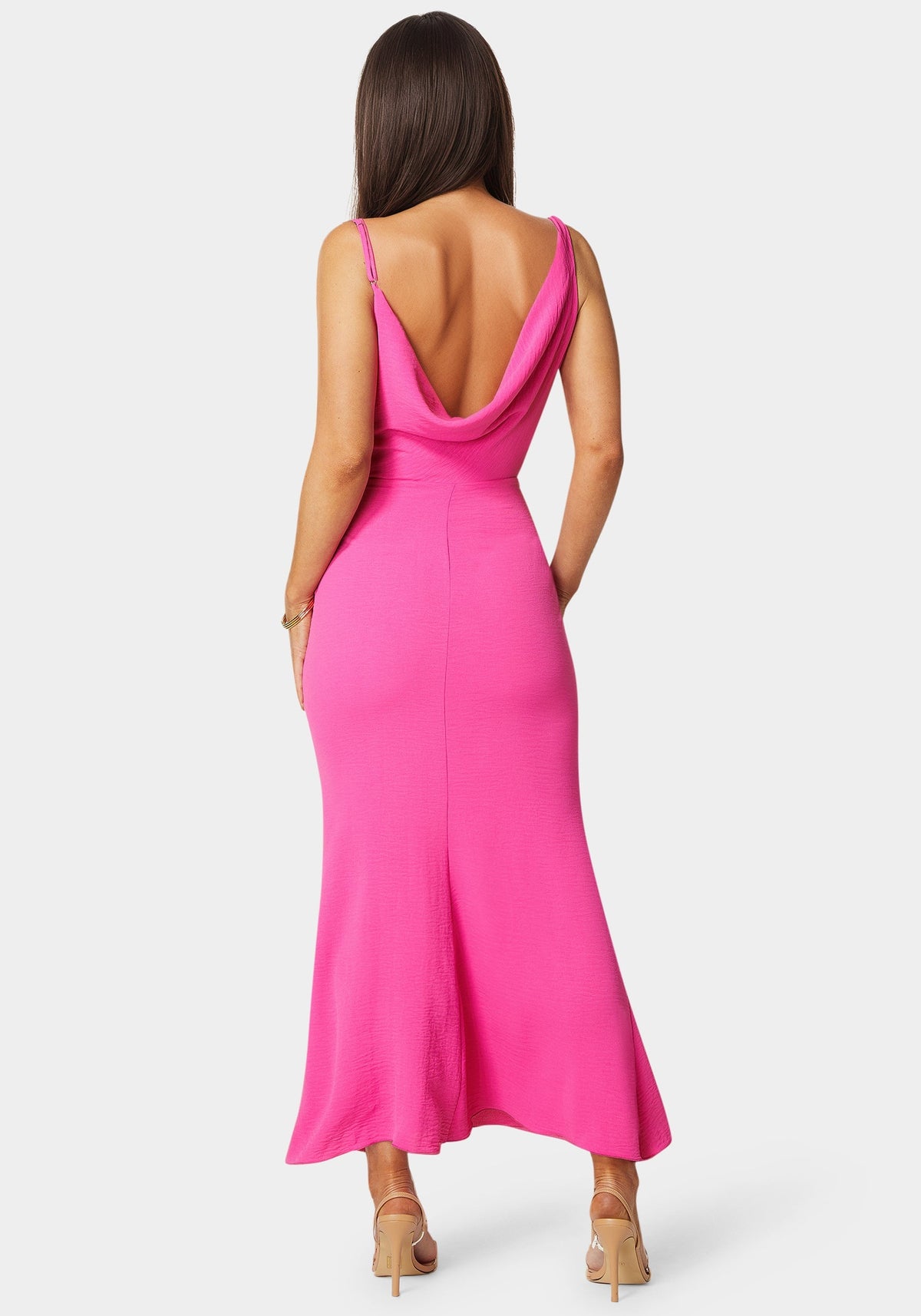 Airflow Cowl Maxi Dress in Fuchsia - bebe Fuchsia - bebe
