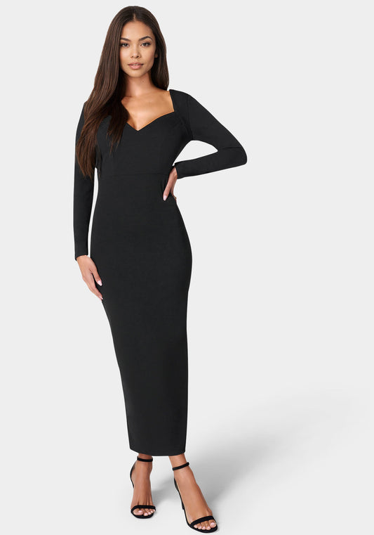 Open Back Ankle Dress in Black - bebe Black - bebe