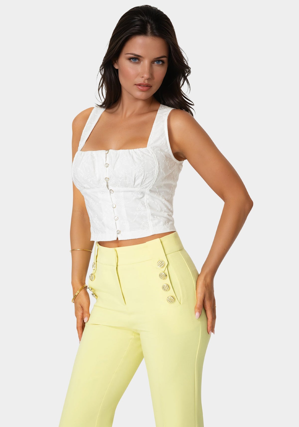 Eyelet Fitted Top White Alyssum - bebe