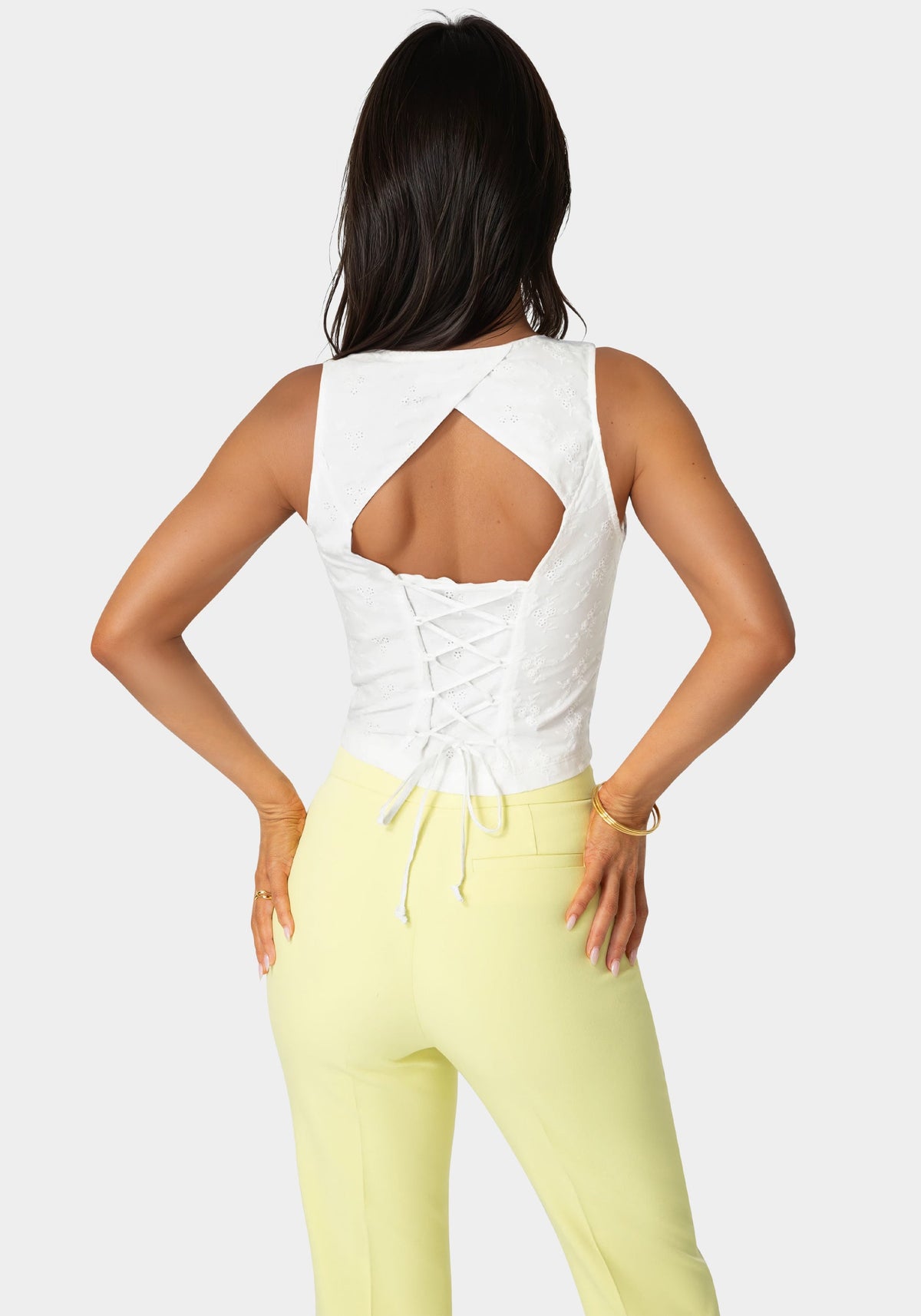 Eyelet Fitted Top White Alyssum - bebe