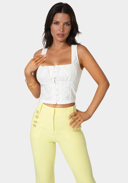 Eyelet Fitted Top White Alyssum - bebe