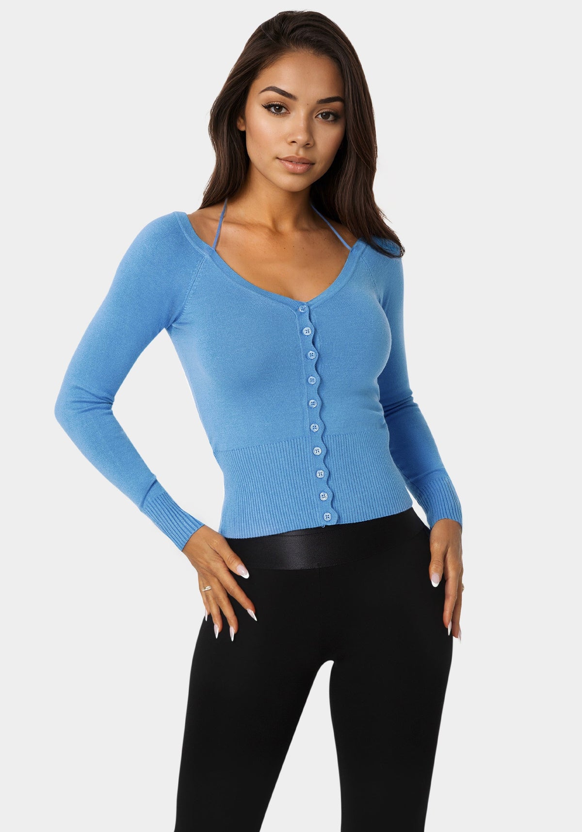 Light Weight Halter Neck Tie Cardigan Cool Desire - bebe