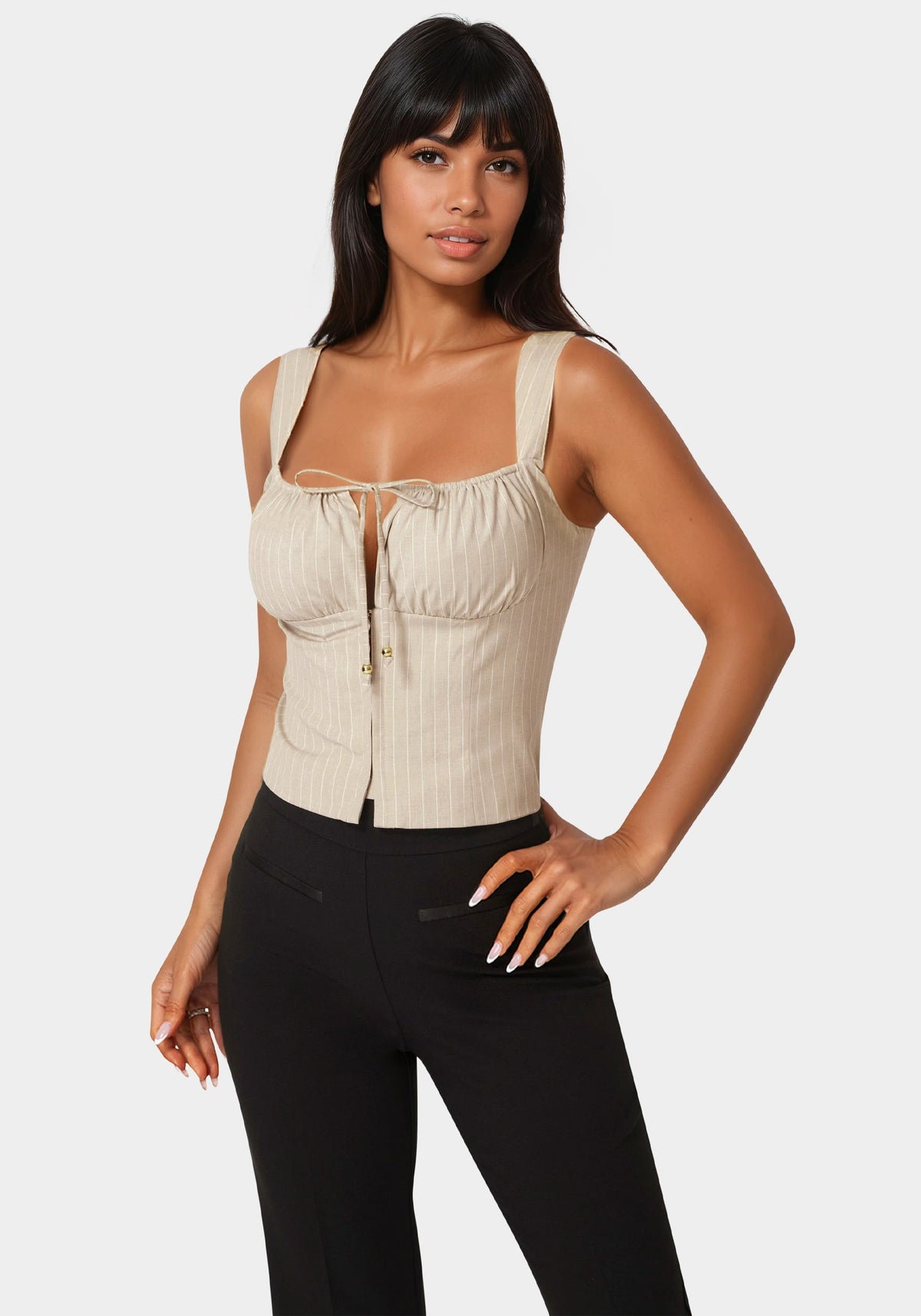 Stripe Corset Top Bare Affair Pinstripe - bebe