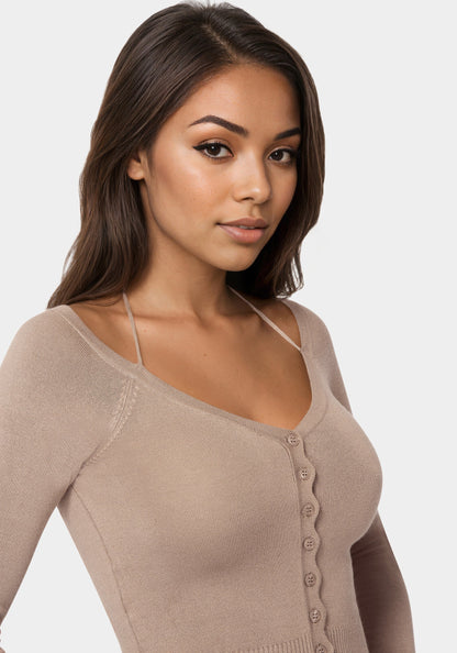 Light Weight Halter Neck Tie Cardigan Bare Affair - bebe