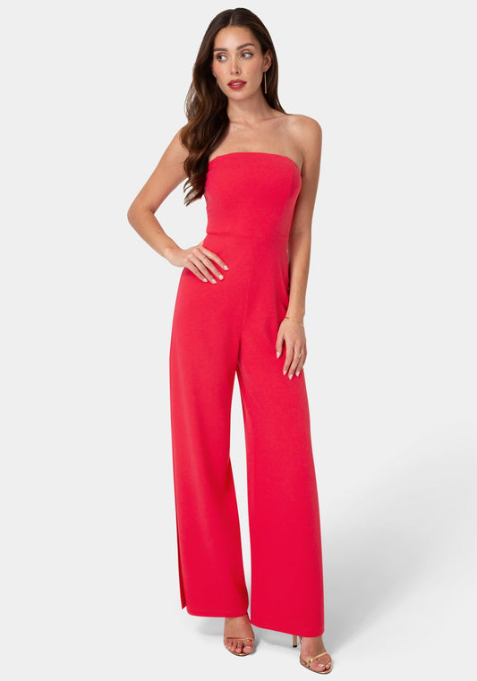 Strapless A-Line Jumpsuit Fuchsia - bebe