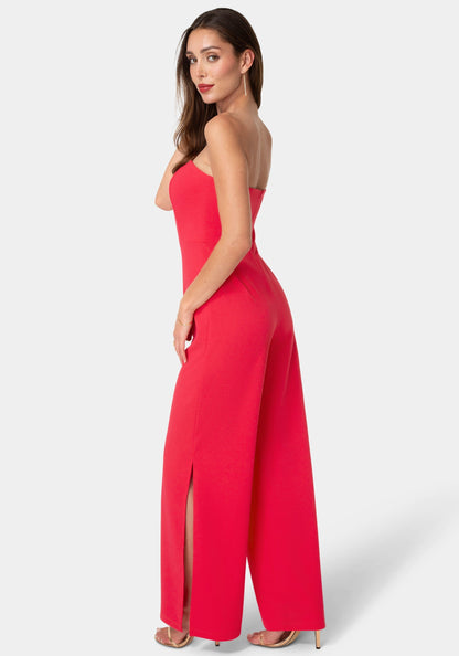 Strapless A-Line Jumpsuit Fuchsia - bebe