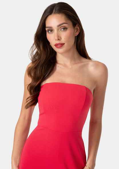 Strapless A-Line Jumpsuit Fuchsia - bebe