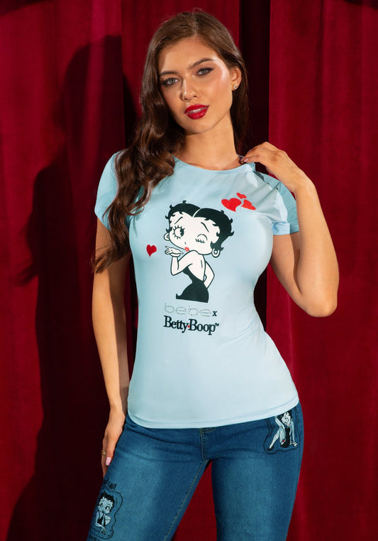 The Classic Betty Boop Tee Sassy Blue - bebe