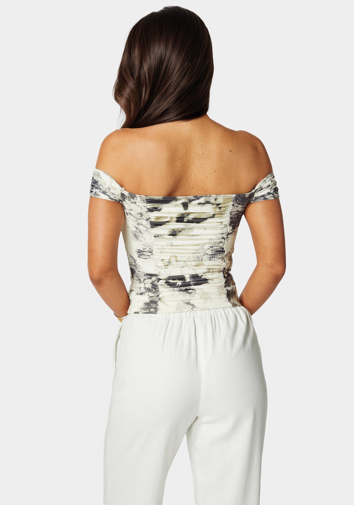Off Shoulder Knit Top Jungle Bloom Print - bebe Jungle Bloom Print - bebe