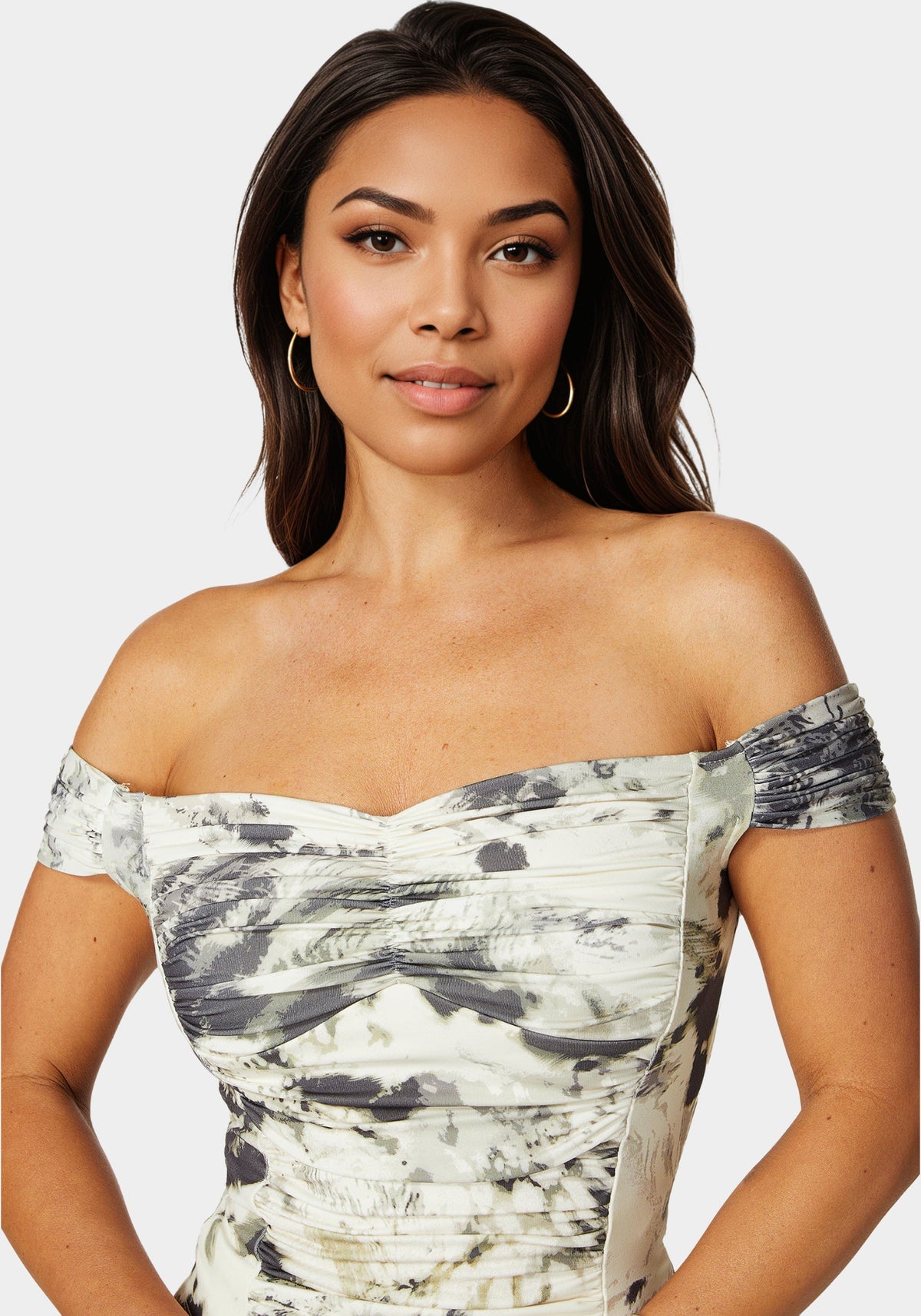 Off Shoulder Knit Top Jungle Bloom Print - bebe Jungle Bloom Print - bebe