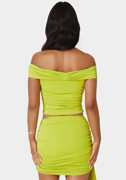 Off Shoulder Knit Top Grenoble Green - bebe Grenoble Green - bebe