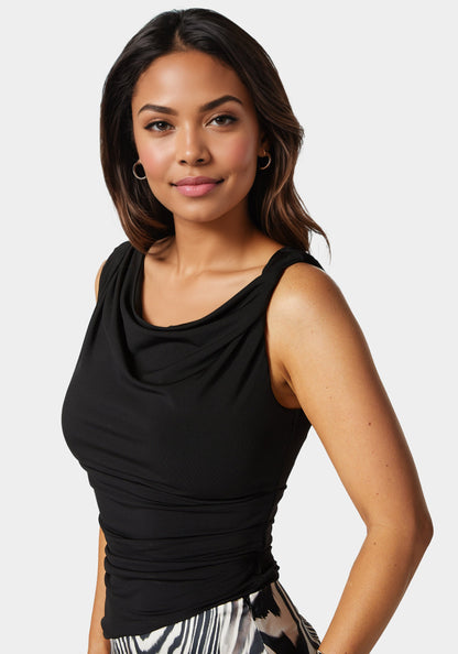 Drape Knit Top Black - bebe Black - bebe