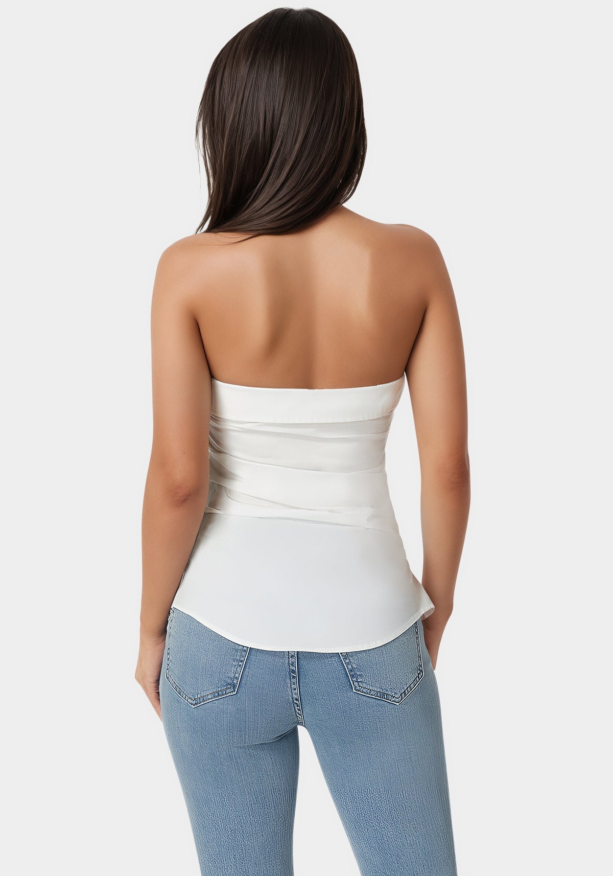 Ruched Asymmetric Top White Alyssum - bebe White Alyssum - bebe
