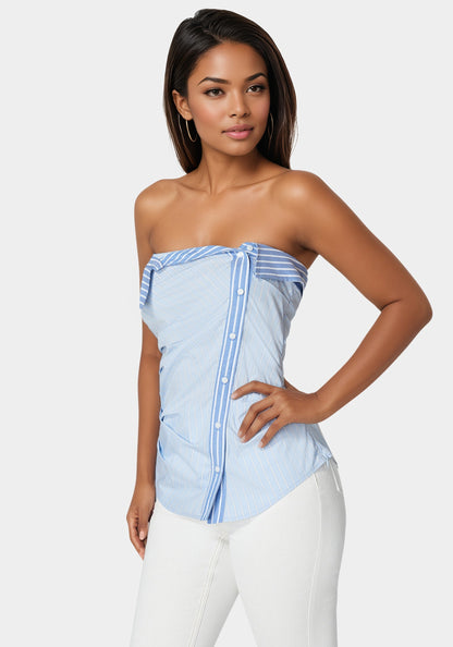Ruched Asymmetric Top Clear Sky Regatta - bebe Clear Sky/Regatta - bebe